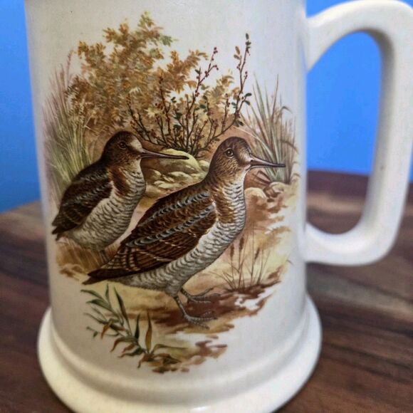 VTG hyalyn Art Pottery Pubware Mug 20oz Artist Rendering Snipes Marsh Buff/Brown - Picture 9 of 9